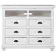 Bowery Hill Transitional Wooden 6 Drawer Media Chest in Distressed White Finish