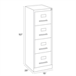 Bowery Hill 4 Drawers Vertical Beige Metal Filing Cabinet Pre-assembled