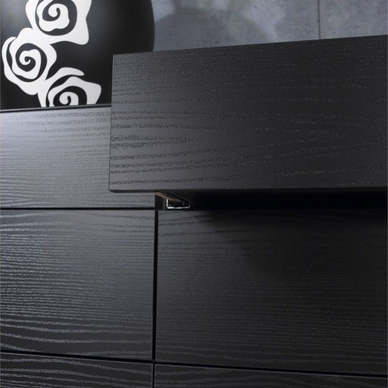 Bowery Hill Contmeporary 6 Drawer Double Dresser in Black Woodgrain