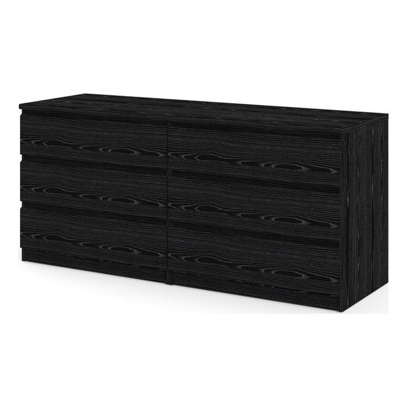Bowery Hill Contmeporary 6 Drawer Double Dresser in Black Woodgrain