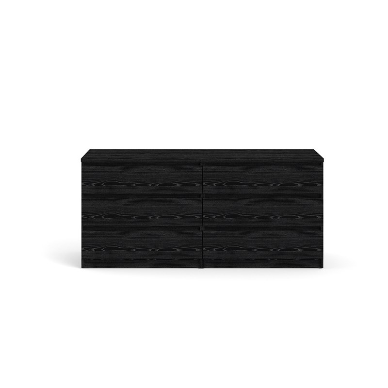 Bowery Hill Contmeporary 6 Drawer Double Dresser in Black Woodgrain