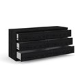 Bowery Hill Contmeporary 6 Drawer Double Dresser in Black Woodgrain