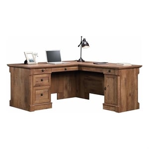 Bowery Hill Contemporary Wood L-Shape Computer Desk in Vintage Oak