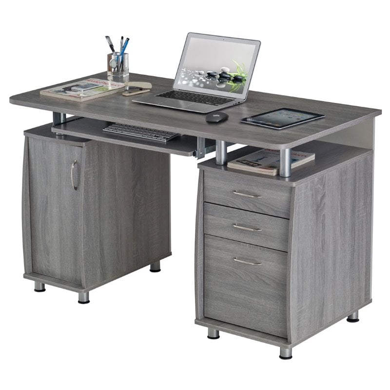 Bowery Hill Modern Industrial Small Computer Desk in Gray