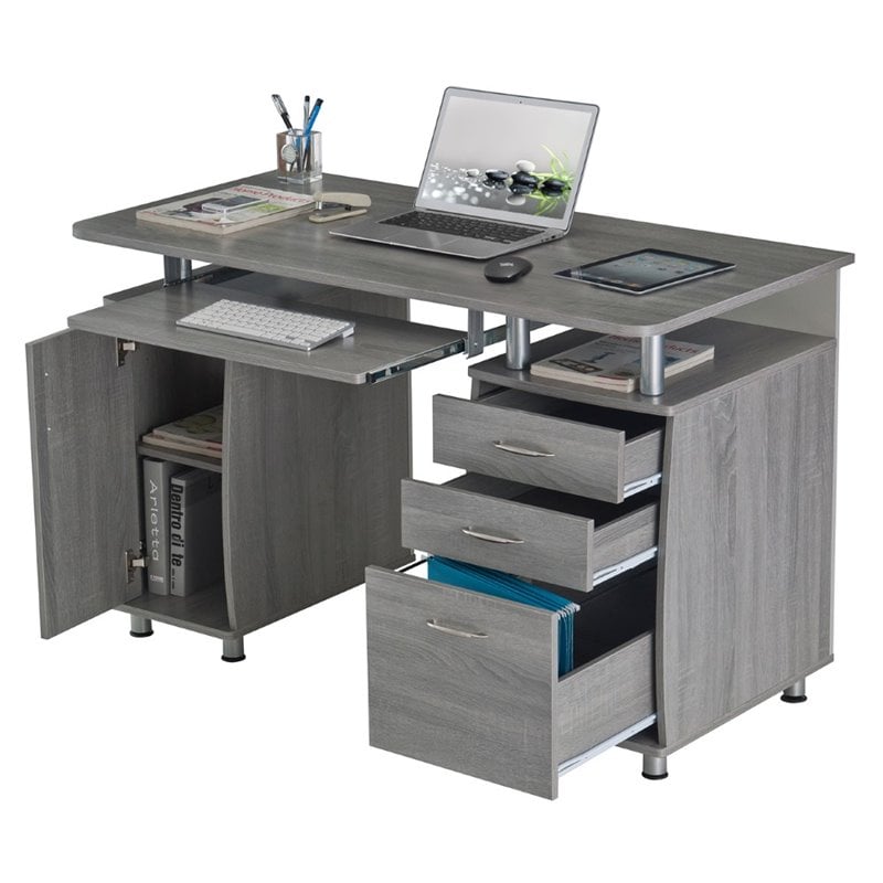 Bowery Hill Modern Industrial Small Computer Desk in Gray