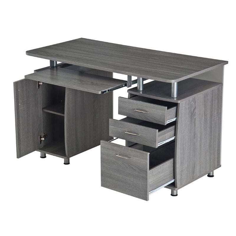 Bowery Hill Modern Industrial Small Computer Desk in Gray
