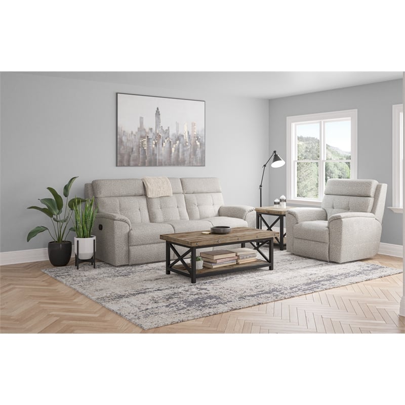 Bowery Hill Farmhouse Wooden Carpenter Lamp Table in Brown Finish