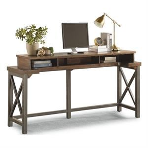 Bowery Hill Farmhouse Carpenter Work Console in Brown Finish