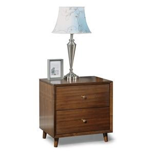 Bowery Hill Mid-Century Styled Wooden Nightstand in Brown Finish