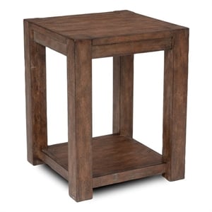 Bowery Hill Transitional Brown Finish Rustic Wood Chairside Table