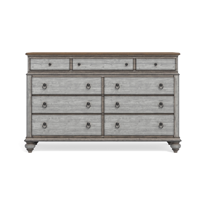 Bowery Hill Wood Dresser with Weathered Gray Finish and Felt Lined Drawers