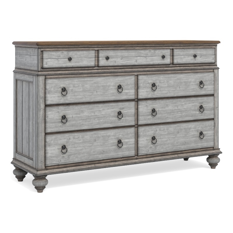 Bowery Hill Wood Dresser with Weathered Gray Finish and Felt Lined Drawers
