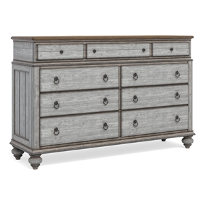 Bowery Hill Wood Dresser with Weathered Gray Finish and Felt Lined Drawers