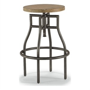 Bowery Hill Stool with Solid Light Brown Acacia Wood Top and Metal Legs
