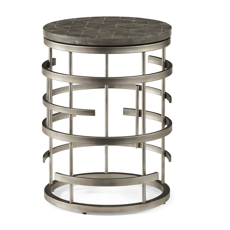 Bowery Hill Contemporary Metal Table with Concrete Top and Base in Gray