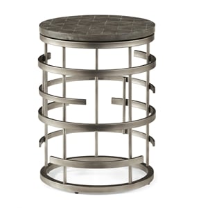 Bowery Hill Contemporary Metal Table with Concrete Top and Base in Gray