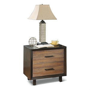 bowery hill alpine modern rustic brown wood nightstand with two drawers