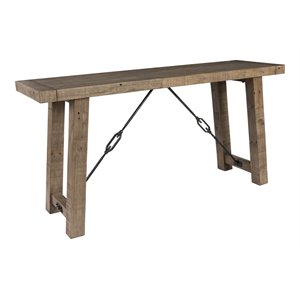 bowery hill reclaimed pine console table in weathered gray finish