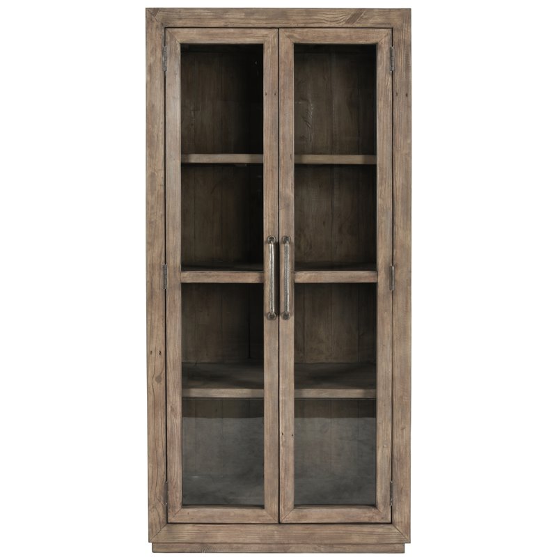 Bowery Hill Transitional Reclaimed Pine Display Cabinet in Brown