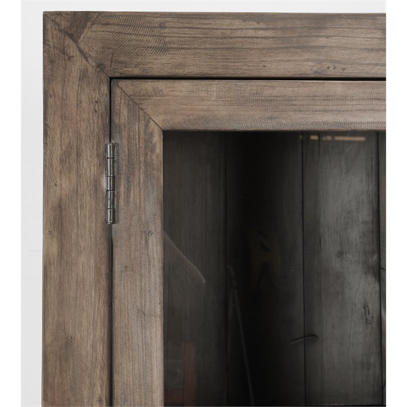 Bowery Hill Transitional Reclaimed Pine Display Cabinet in Brown