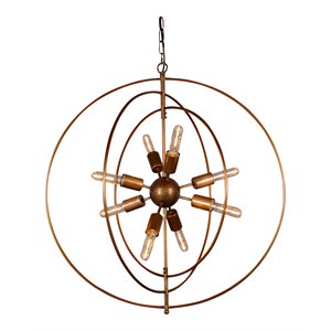 bowery hill 8-light iron orb chandelier in antique brass finish