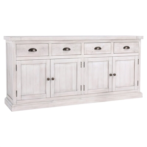 Bowery Hill 4-Drawer 4-Door Solid Pine Wood Sideboard in Nordic Ivory