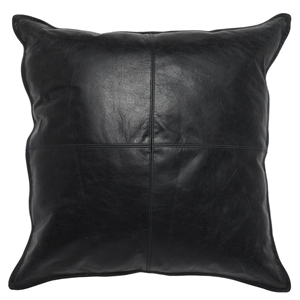 Bowery Hill 22x22&quot Authentic Leather Throw Pillow in Black