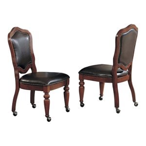 Bowery Hill 18&quot Wood Dining Chairs in Brown Cherry (Set of 2)