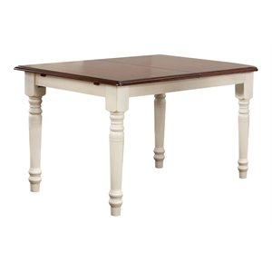 Bowery Hill 60&quot Extendable Leaf Wood Dining Table in White/Brown