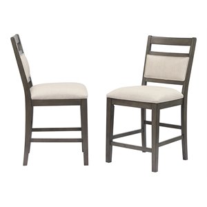 Bowery Hill 25&quot Upholstered Fabric Wood Barstool in Gray Finish