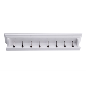 Bowery Hill Mahogany Wood 8 Hook Coat Rack 130 cm in White Finish