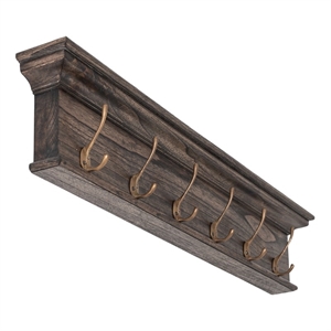 bowery hill boat wooden 6 hook coat rack in black wash finish