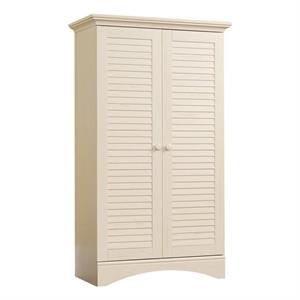 bowery hill wooden storage cabinet with 4 adjustable shelves in antique white