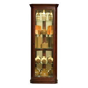 bowery hill mirrored 4 shelf corner curio cabinet in victorian brown