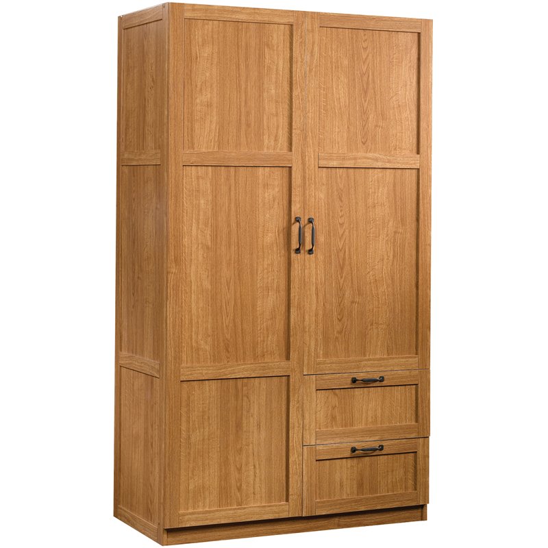 Bowery Hill Engineered Wood Wardrobe Armoire w/Hanging Rod in Highland Oak