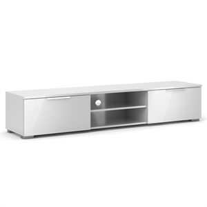 Bowery Hill Modern Wooden 67&quot TV Stand in White High Gloss Finish