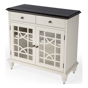 bowery hill traditional wooden 2 door 2 drawer cabinet - white