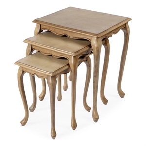 bowery hill traditional wooden set of 3 nesting tables - beige