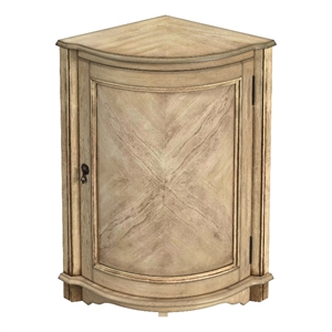 bowery hill traditional wooden corner accent cabinet - beige
