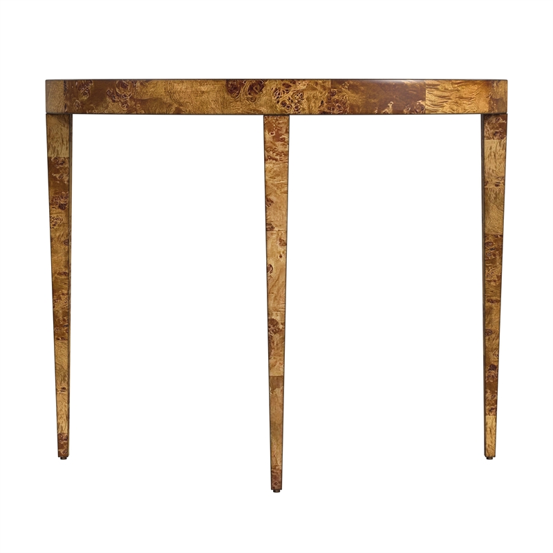 Bowery Hill Mid-Century Wooden Traditional Burl Console Table - Brown