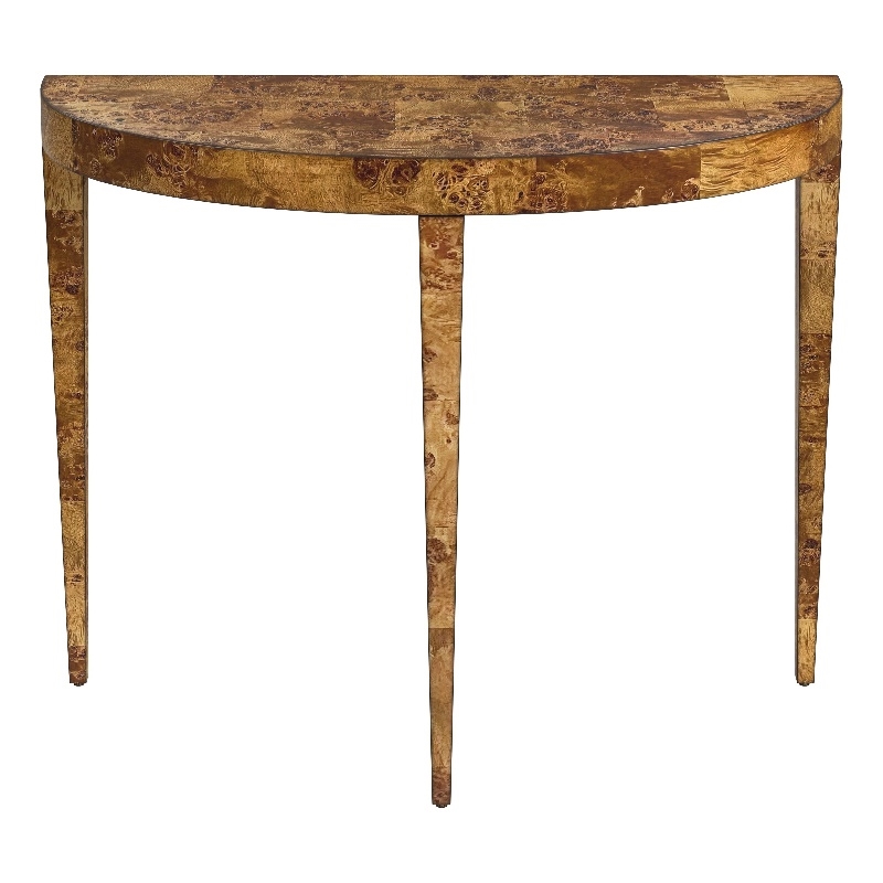 Bowery Hill Mid-Century Wooden Traditional Burl Console Table - Brown