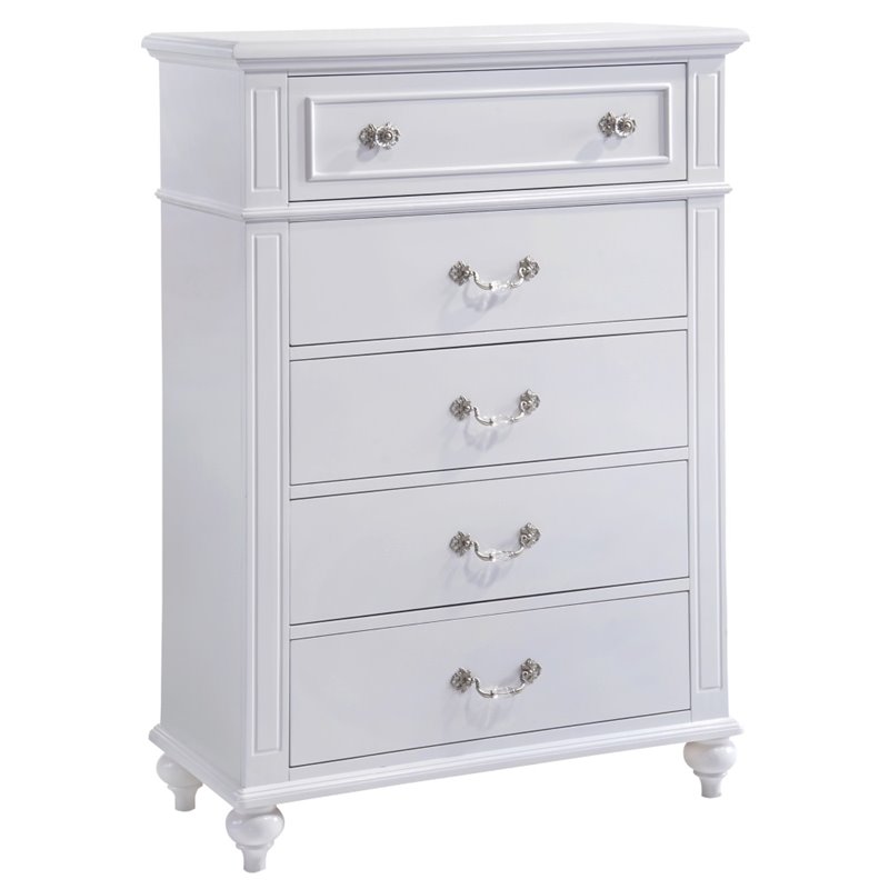 Bowery Hill Modern Leather White 7 Piece Full Platform Bedroom Set