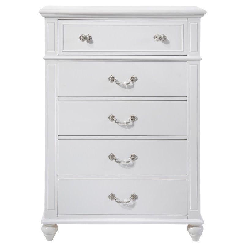 Bowery Hill Modern Leather White 7 Piece Full Platform Bedroom Set