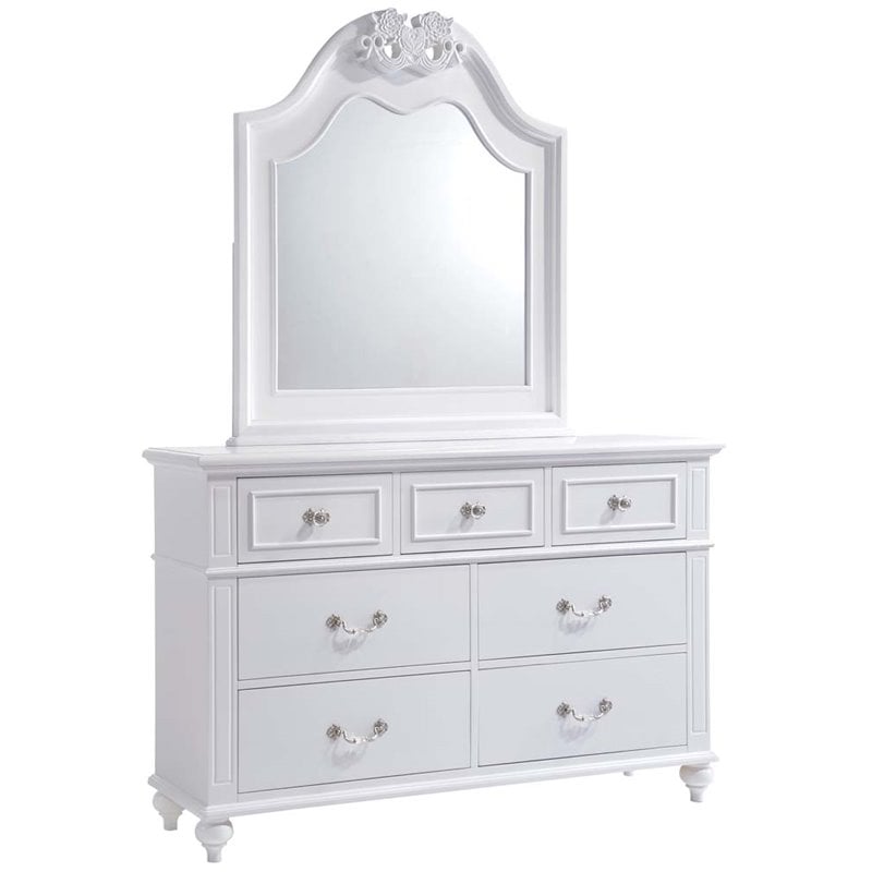 Bowery Hill Modern Leather White 7 Piece Full Platform Bedroom Set
