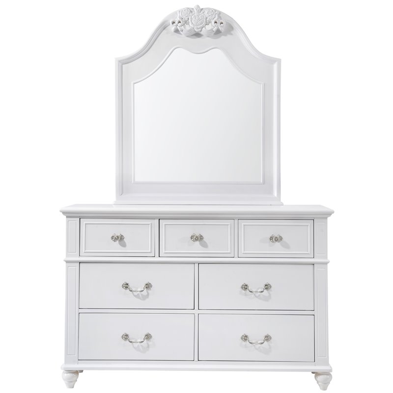 Bowery Hill Modern Leather White 7 Piece Full Platform Bedroom Set
