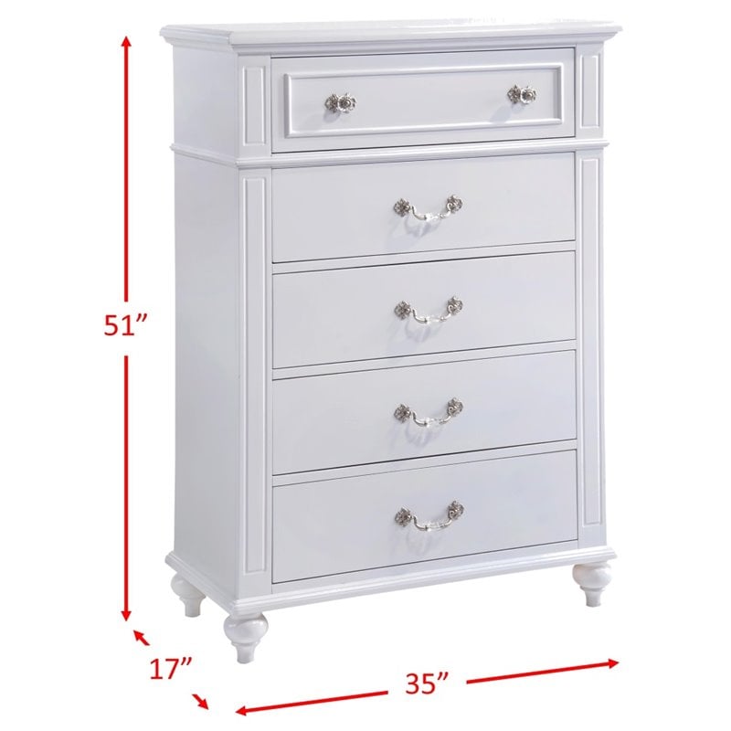 Bowery Hill Modern Leather White 7 Piece Full Platform Bedroom Set