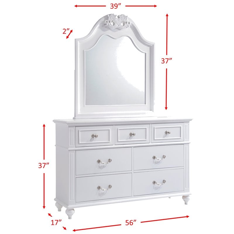 Bowery Hill Modern Leather White 7 Piece Full Platform Bedroom Set