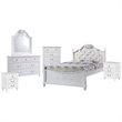 Bowery Hill Modern Leather White 7 Piece Full Platform Bedroom Set