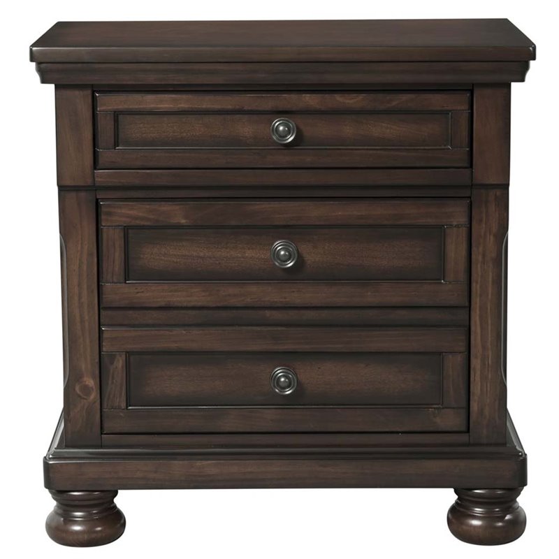 Bowery Hill Modern styled Metal Brown Finish Nightstand with USB