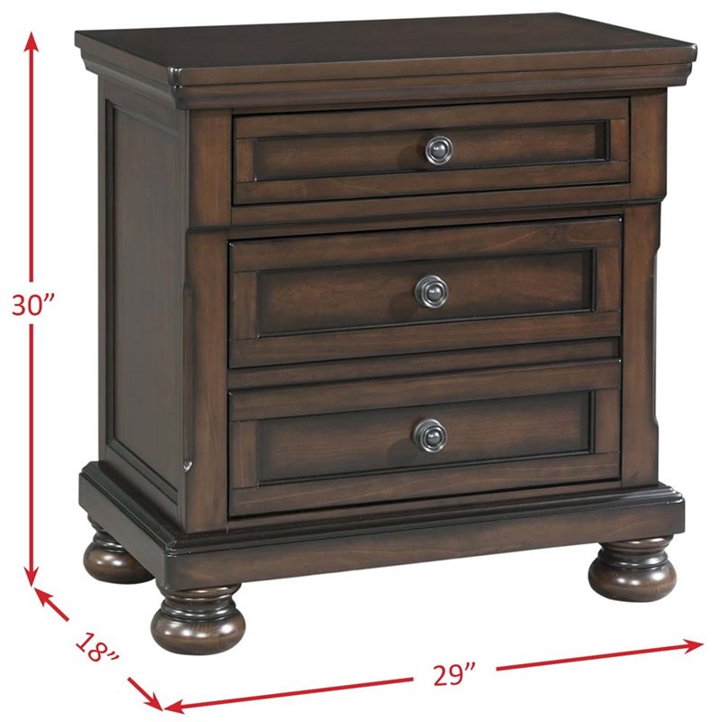 Bowery Hill Modern styled Metal Brown Finish Nightstand with USB